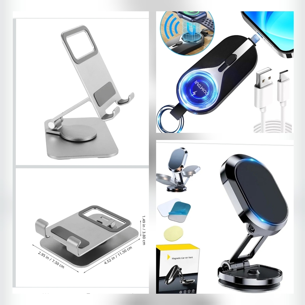 Magnetic Car Vent Holder, 4 In 1 Mini Power Bank For Apple Watch& Rotating Stand